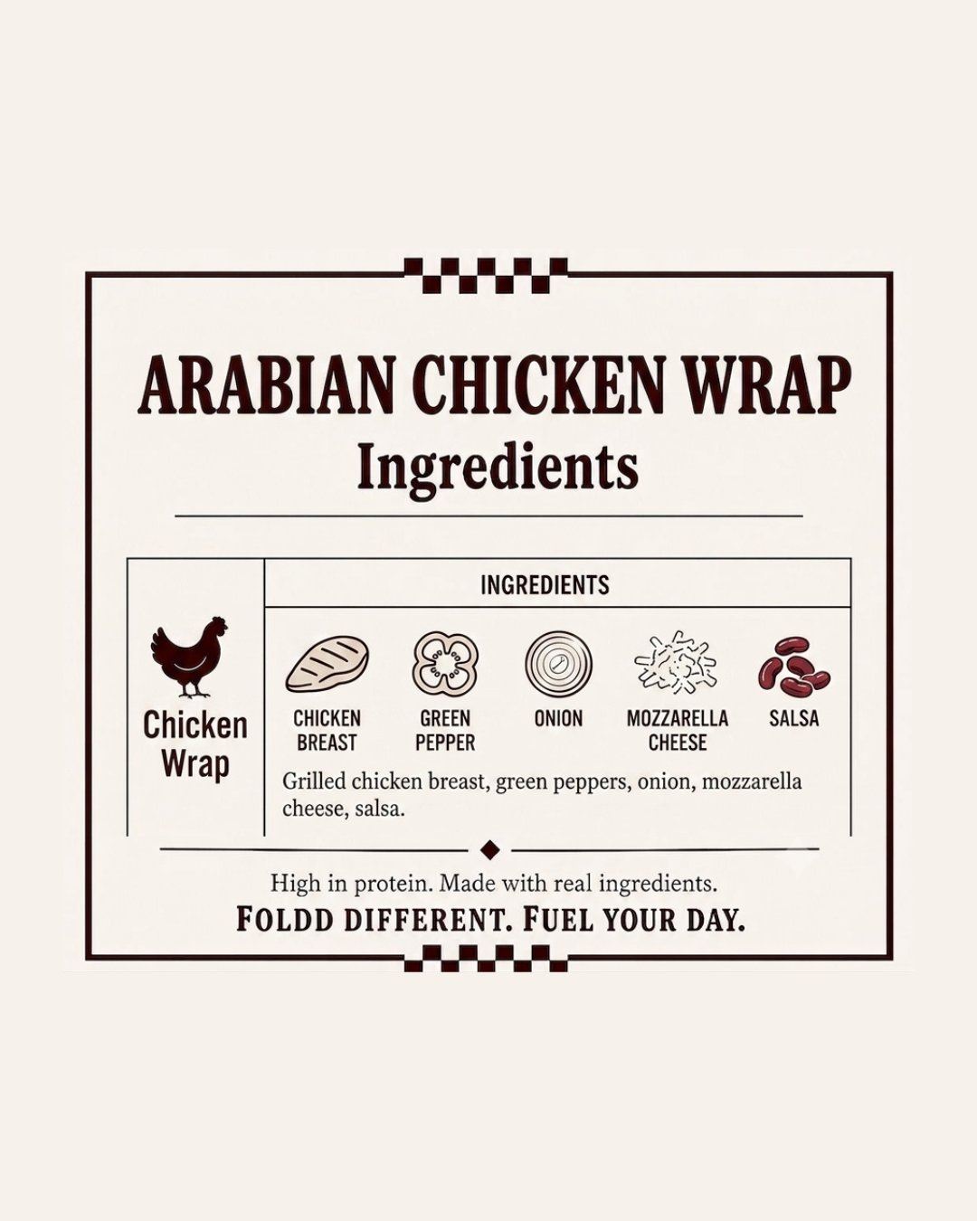 Arabian Chicken Wrap (NO BEANS NO RICE)