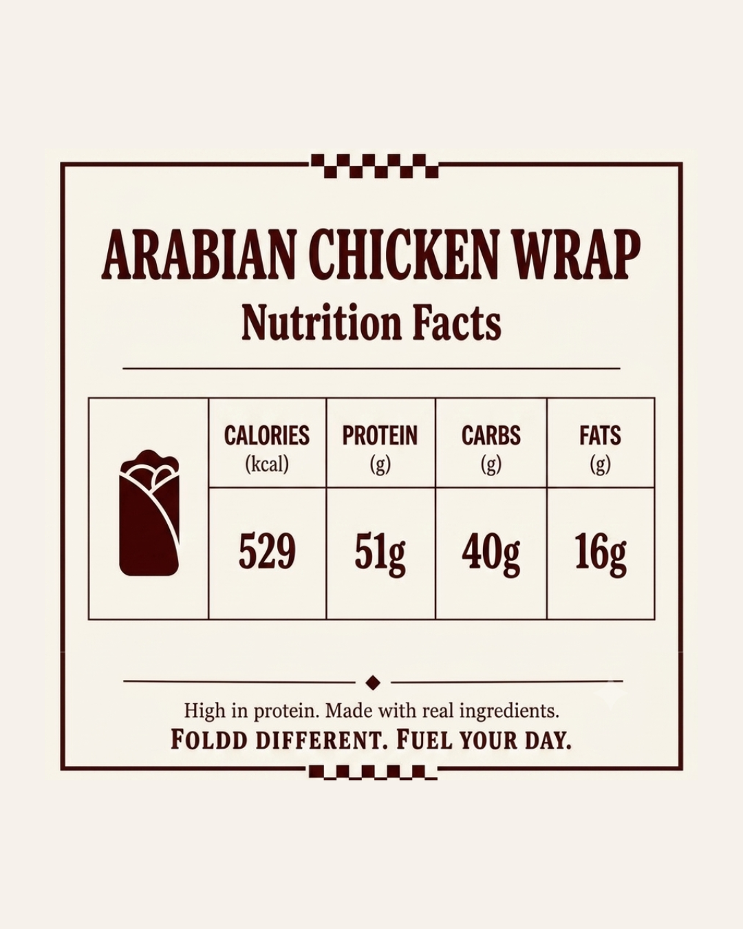 Arabian Chicken Wrap (NO BEANS NO RICE)